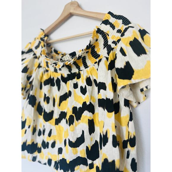 Who What Wear Linen Blend Crop Top Sz XL Off-The-Shoulder Flowy Boho - Picture 3 of 9